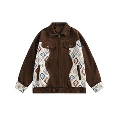 Unisex Jacket Spring and Autumn Casual Jacket Corduroy Turn-down Collar Coat