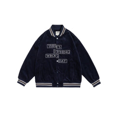 Unisex Jacket Vintage Baseball Uniform Jacket Men's and Women's Loose Embroidered Corduroy Jacket