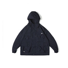 Unisex Jacket Loose Multi-Pocket Hooded Jacket Shell Jacket Mechanical Style Coat