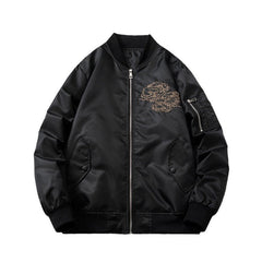 Men Vintage Jackets Guochao Vintage Dragon Embroidered Jacket Flight Suit Baseball Suit