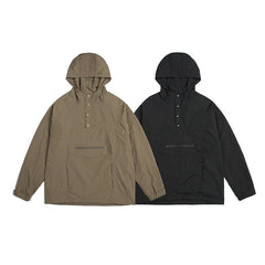 Unisex Jacket Retro Nylon Hooded Jacket Men's and Women's Mechanical Style Jacket Coat