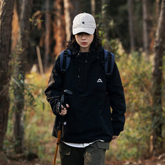Unisex Jacket Retro Hooded Shell Jacket Men's and Women's Coats Half Zipper Functional Jacket