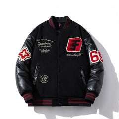 Mens Vintage Jackets Racing Motorcycle Baseball Suit Embroidered Leather Jacket Padded Cotton