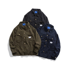 Unisex Jacket Vintage Coat Loose Casual Polo Collar Workwear Jacket