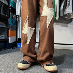 Men Jeans Vintage Jeans Straight-Leg Pants Autumn Wide Leg Trousers