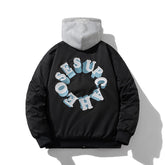 Men Vintage Jackets Stand-up Collar Embroidered Baseball Clothing Single-breasted Cotton Clothing