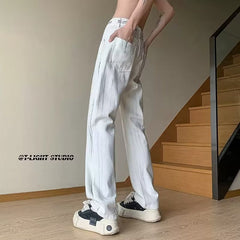 Men Jeans Summer Casual Trousers Straight Loose Wide Leg Pants