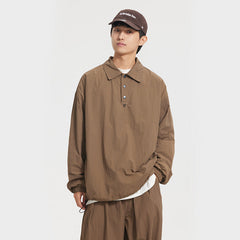Unisex Jacket Retro Pullover Sports Jacket Loose Outdoor Polo Collar Top
