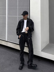 Men Jeans Hiphop Rivet Stitching Jeans Men Straight-Leg Pants