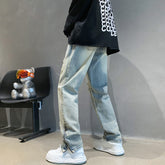 Men Jeans Ripped Jeans Summer Zipper Pants