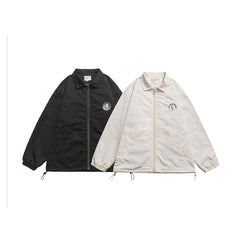 Unisex Jacket Spring and Autumn Coach Jacket Men's Loose Casual Polo Collar Coat
