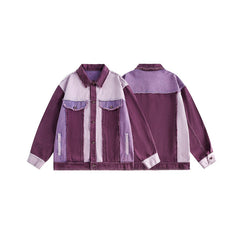 Unisex Jacket Purple Denim Top Spring and Autumn Coat Men's and Women's Jacket