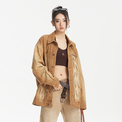 Unisex Jacket Vintage Distressed Washed Denim Jacket Loose Jacket