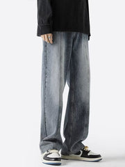 Men Jeans Retro Loose Casual Straight-Leg Pants