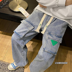 Men Jeans Cargo Jeans Loose Straight Wide Leg Casual Trousers