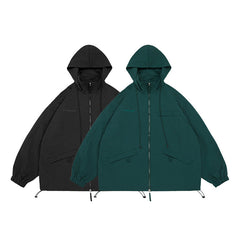 Unisex Jacket Shell Jacket Sports Stand Collar Jacket Casual Loose-Fitting Hoodie Coat