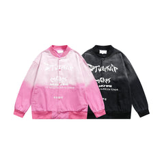 Unisex Jacket Men's and Women's Loose Casual Gradient Baseball Jacket