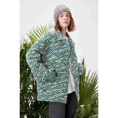 Unisex Jacket Couple Jacquard Fabric Spring and Summer Turn-down Collar Coat