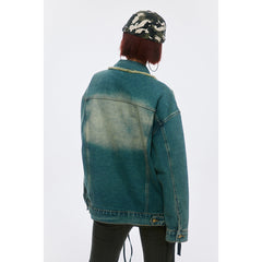 Unisex Jacket Vintage Washed Denim Jacket Loose Jacket Denim Jacket