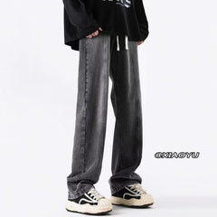 Men Jeans Retro Washed Jeans Spring Oversize Loose Straight Trousers