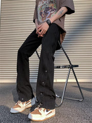 Men Jeans Breasted Jeans Men's Summer Straight-Leg Pants