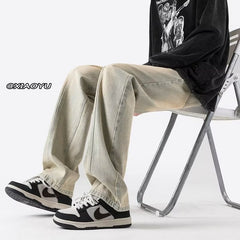 Men Jeans Retro Washed Jeans Spring Oversize Loose Straight Trousers