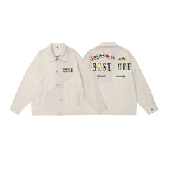 Unisex Jacket Stitching Embroidered Jacket Men's and Women's Lapel Couple Overalls