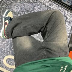 Men Jeans Summer Retro Wide-Leg Pants Baggy Straight Trousers