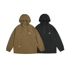 Unisex Jacket Retro Hooded Shell Jacket Men's and Women's Coats Half Zipper Functional Jacket