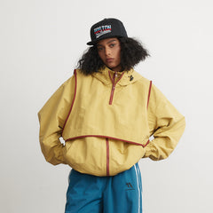 Unisex Jacket Stand Collar Jacket Detachable Two-Piece Retro Sports Jacket
