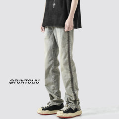 Men Jeans Summer Loose Straight-Leg Wide-Leg Pants