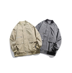 Unisex Jacket Loose Pockets Decorative Baseball Collar Jacket