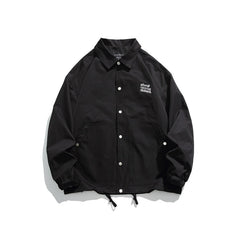 Unisex Jacket Casual Polo Collar Coat Loose Coach Jacket