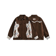 Unisex Jacket Spring and Autumn Casual Jacket Corduroy Turn-down Collar Coat