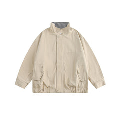 Unisex Jacket Vintage Baggy Coat Men's and Women's Stand Collar Jacket