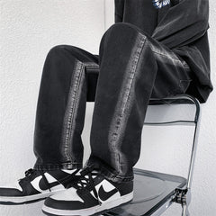 Men Jeans Washed Jeans Men's Spring Straight Loose Oversized Casual Trousers