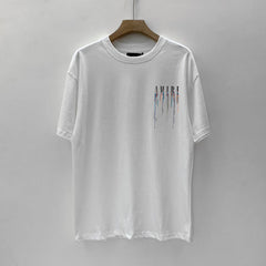 Amiri T Shirt Colorful Splash Ink Casual Hip Hop round Neck Short Sleeve T-shirt