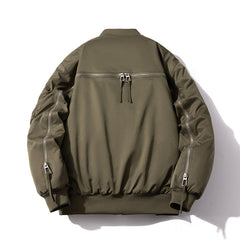 Mens Vintage Jackets Zip Baseball Collar Thermal Bomber Jacket