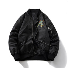 Mens Vintage Jackets Auspicious Dragon Embroidered Jacket Air Force Flight Suit Wave Baseball Suit