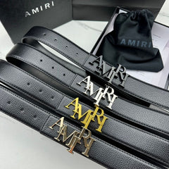 Amiri Belt Lychee Pattern Men's Fashion Neutral belt casual with jeans shipped with box