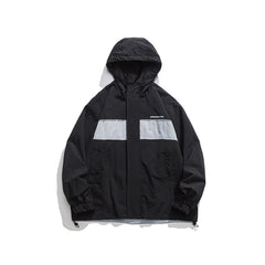 Unisex Jacket Fall Mechanical Style Shell Jacket Hooded Jacket Men and Women Baggy Coat