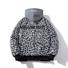 Mens Vintage Jackets Leopard print jacket Autumn padded jacket Thermal baseball jersey