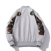 Mens Vintage Jackets Hong Kong Style Dragon Pattern Splicing Baseball Jacket