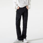 Men Jeans Black Jeans Men's Spring and Autumn Straight-Leg Pants Ripped Leisure Trousers