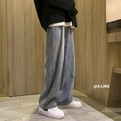 Men Jeans Loose Straight Spring and Autumn Wide Leg Trousers