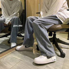 Men Jeans Loose Straight Spring and Autumn Wide Leg Trousers