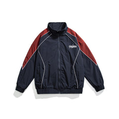 Unisex Jacket Vintage Sports Stand Collar Jacket Loose Spring and Autumn Coat