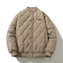 Men Vintage Jackets Loose Rhombus Cotton Vintage Baseball Jacket