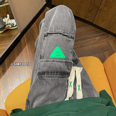 Men Jeans Cargo Jeans Loose Straight Wide Leg Casual Trousers