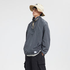 Unisex Jacket Shell Jacket Half Zipped Stand Collar Coat Jacket